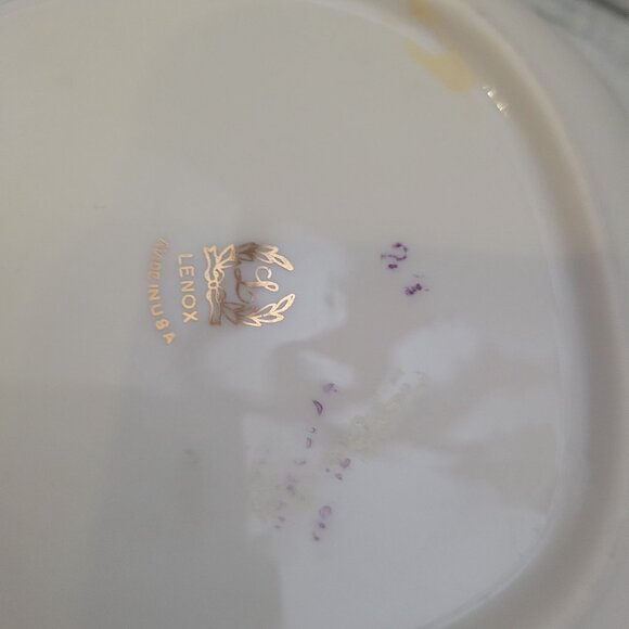 Lenox Ivory Porcelain Scalloped Serving Bowl With Silver Trim 9" Made In USA Ele - Picture 5 of 6